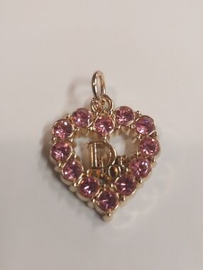 Dior Gold-Tone Heart Charm Pendant with Pink Crystals
